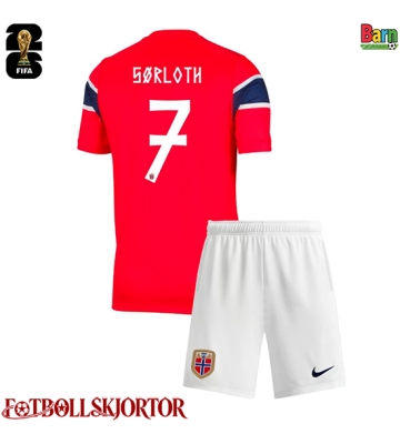 Norge Alexander Sorloth #7 Hemmakläder Barn VM 2026 Kortärmad (+ Korta byxor)
